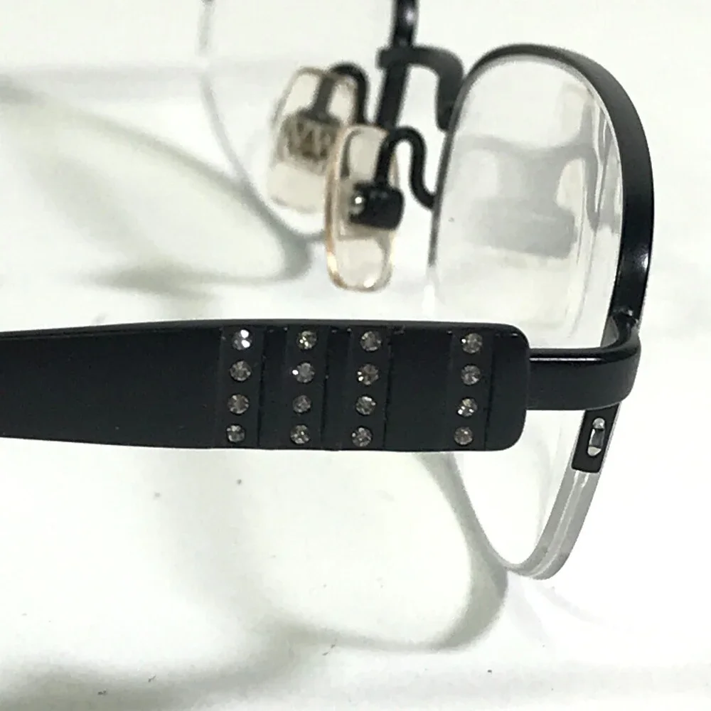 Vera Wang Luxe Eyeglasses Frames Exuberance BK Black Round Half Rim 51-18-138